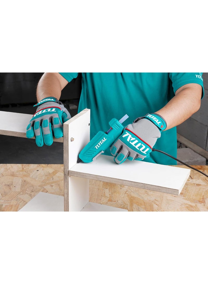 TOTAL 100W Hot Melt Glue Gun 220-240V 50/60Hz Electric Adhesive Gun, 20W/100W Dual Power, 11.2mm Glue Stick Diameter, 15-22g/min High Output, Fast Heating 3-5min, DIY Craft Repair Wood Plastic Fabric Tool with 2 Glue Sticks TT101116 - Image 5